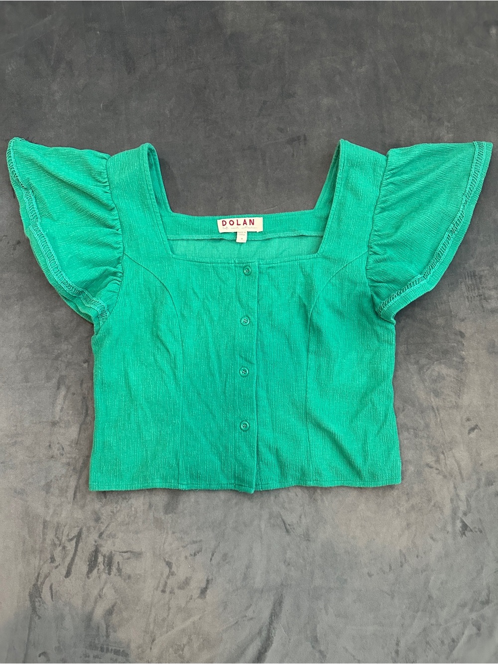 Dolan from Anthropologie Teal Puff-Sleeve Crop Top